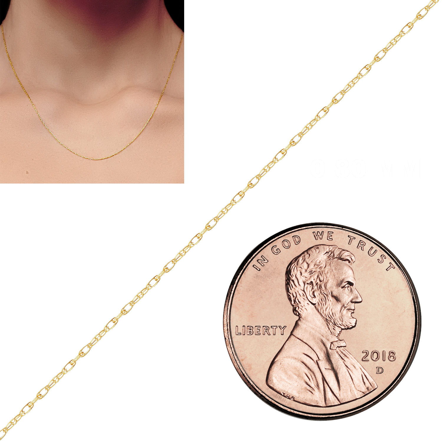 Bulk / Spooled Classic Machine Rope Chain in 14K Yellow Gold