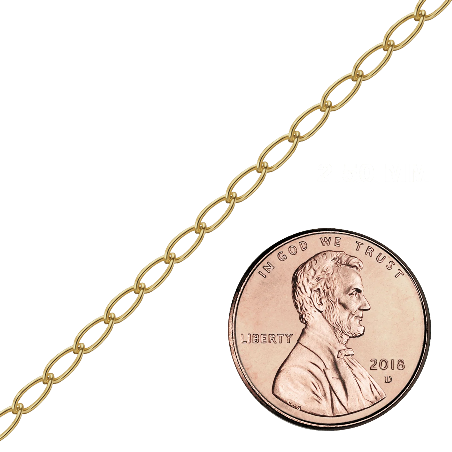 Bulk / Spooled Elongated Curb Chain in 14K Gold-Filled