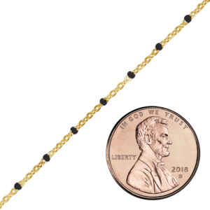 Bulk / Spooled Cable Chain with Black Enamel Beads in 14K Gold-Filled (1.20 mm) - Gold-Filled / 1.20 mm