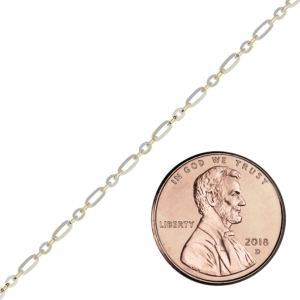 Bulk / Spooled Diamond Cut Cable Figaro Chain in 14K Two Tone Gold