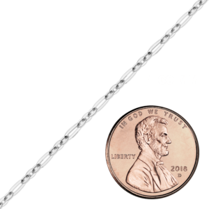 Bulk / Spooled Diamond Cut Cable Figaro Chain in 14K White Gold (1.60 mm) - 14K White Gold (Rhodium Plated) / 1.60 mm