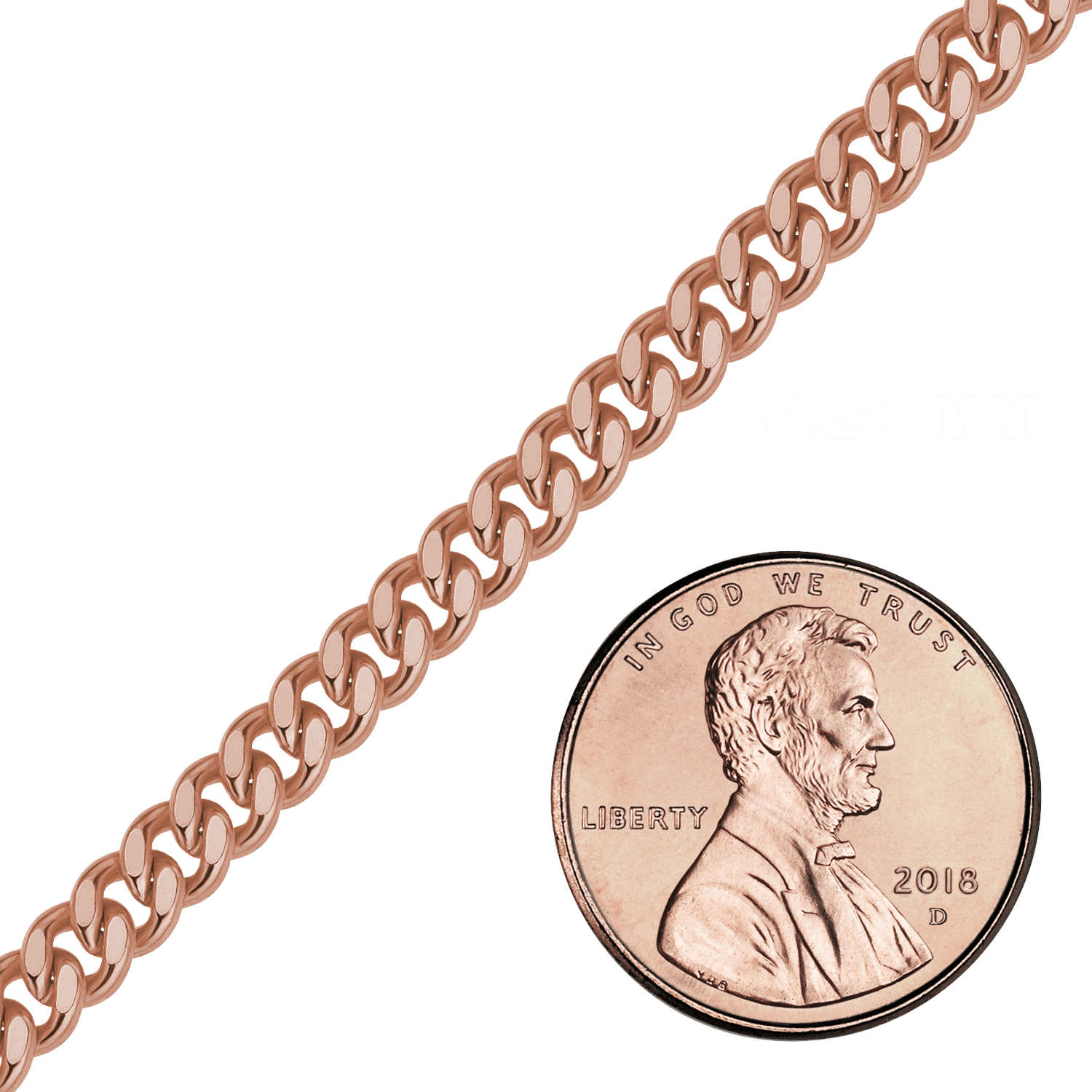 Bulk / Spooled Heavy Flat Curb Chain in 14K Pink Gold-Filled