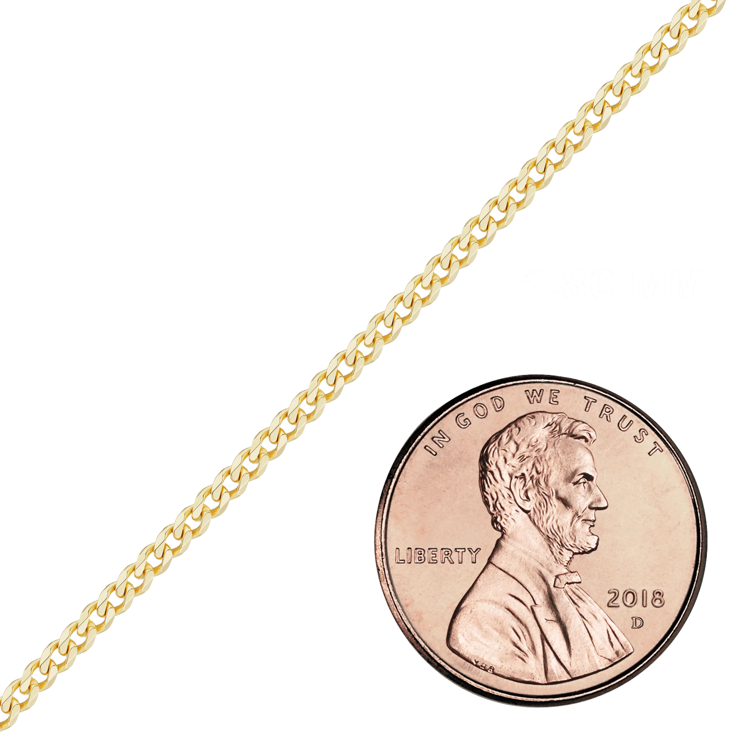 Bulk / Spooled Semi-Solid Curb Chain in 14K Yellow Gold