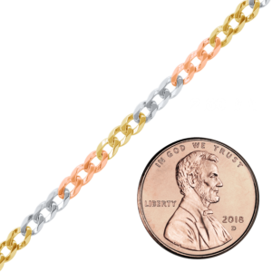 Bulk / Spooled Light Curb Chain in 14K Tri-Color Gold (Cuban) (2.80 mm) - 14K Tri-Color Gold / 2.80 mm