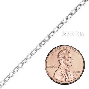 Bulk / Spooled Elongated Cable Chain in 14K White Gold (2.20 mm) - 14K White Gold (Rhodium Plated) / 2.20 mm