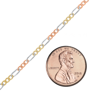 Bulk / Spooled Classic Figaro Chain in 14K Tri-Color Gold (2.25 mm) - 14K Tri-Color Gold / 2.25 mm