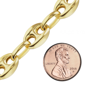 Bulk / Spooled Classic Puffed Mariner Link Semi-Solid Chain in 14K Yellow Gold