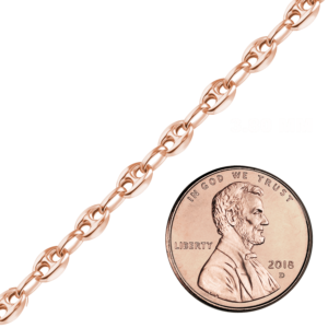 Bulk / Spooled Classic Puffed Mariner Link Semi-Solid Chain in 14K Pink Gold (3.80 mm) - 14K Pink Gold / 3.80 mm (Semi-Solid)