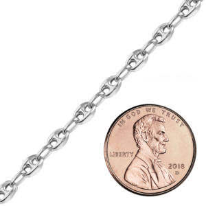 Bulk / Spooled Classic Puffed Mariner Link Semi-Solid Chain in 14K White Gold (3.80 mm) - 14K White Gold / 3.80 mm (Semi-Solid)