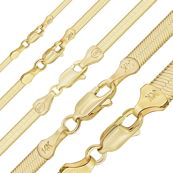 FINISHED HERRINGBONE NECKLACE IN 14K YELLOW GOLD