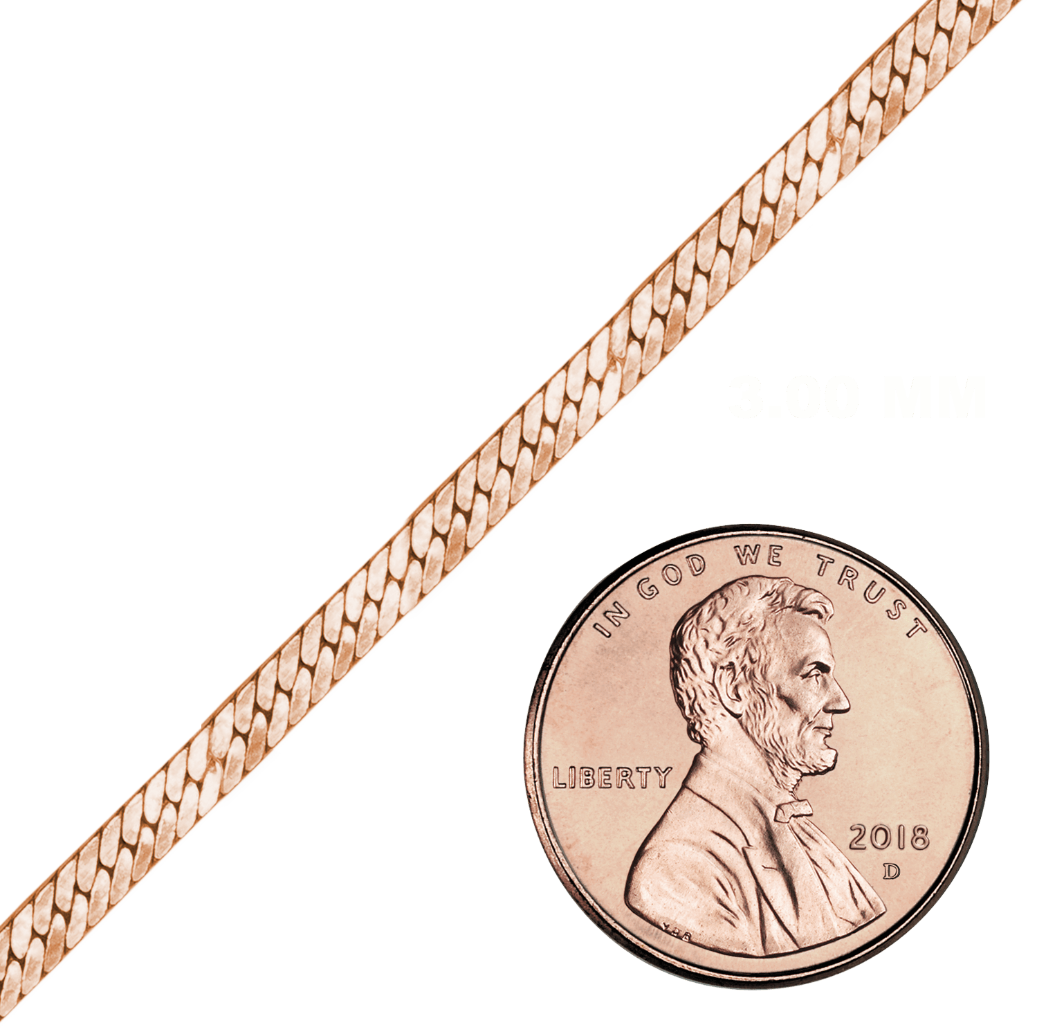 Bulk / Spooled Herringbone Chain in 14K Pink Gold-Filled (3.00 mm) - Pink Gold-Filled / 3.00 mm