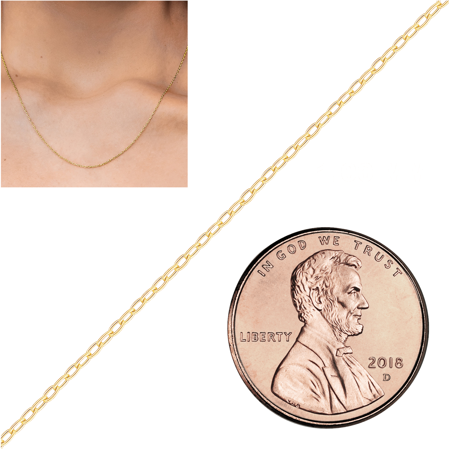 Bulk / Spooled Elongated Semi-Solid Cable Chain in 14K & 18K Yellow Gold