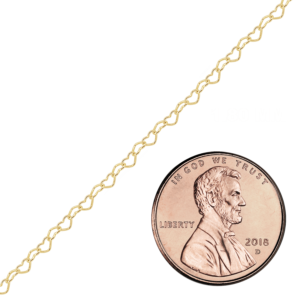 Bulk / Spooled Classic Heart Chain in 14K Yellow Gold