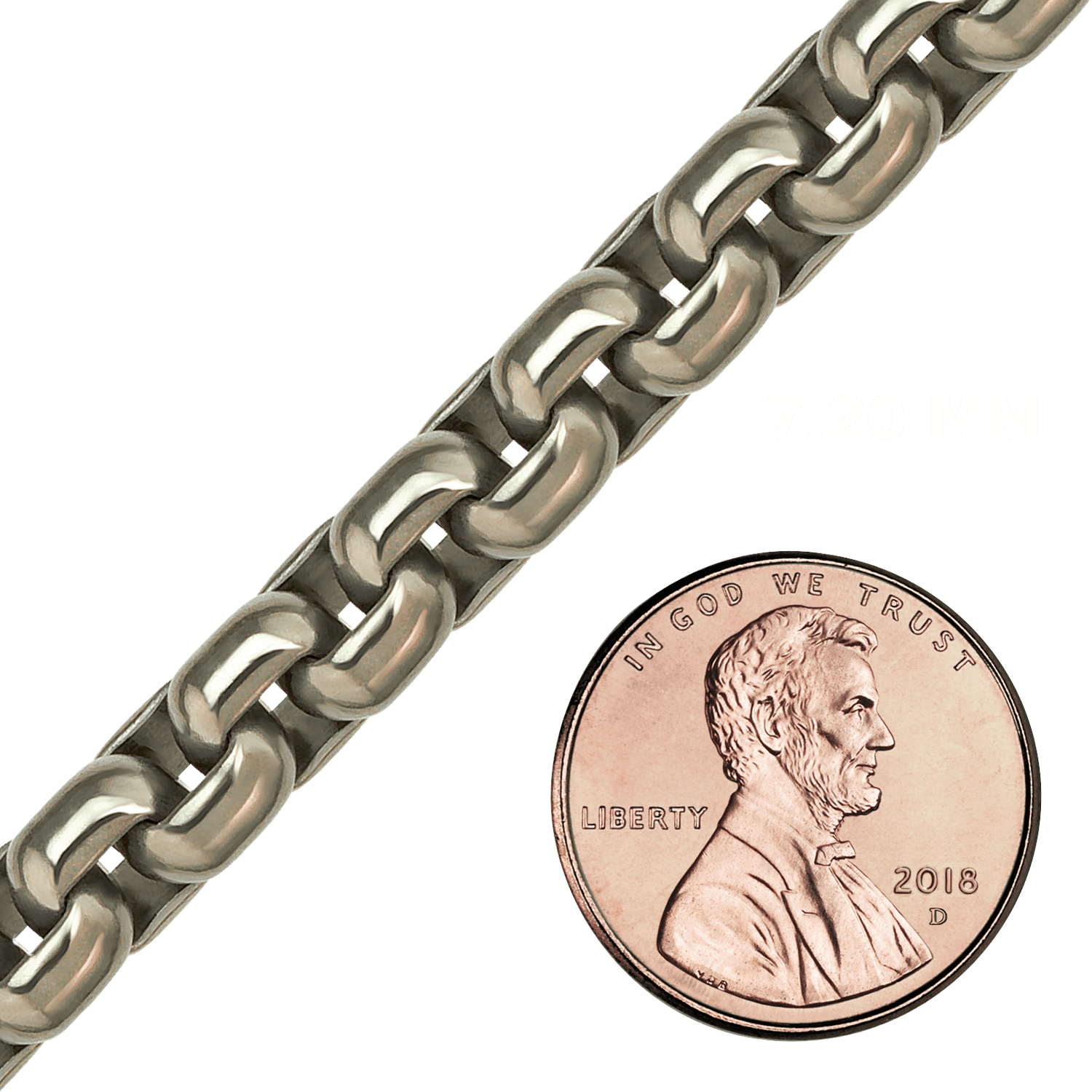 Bulk / Spooled Elongated (Inka) Box Chain in Titanium (7.20 mm) - Titanium / 7.20 mm