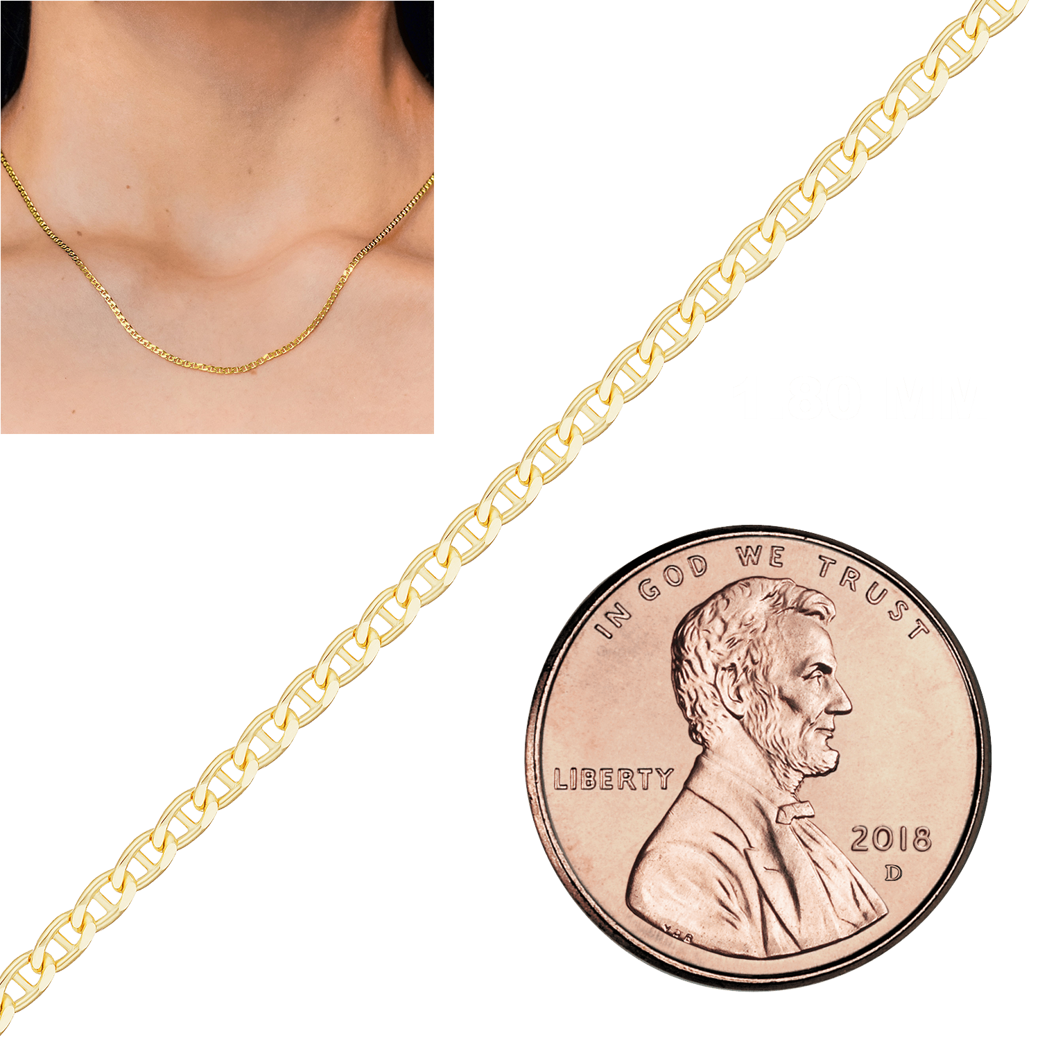 Bulk / Spooled Mariner Chain in 14K & 18K Yellow Gold