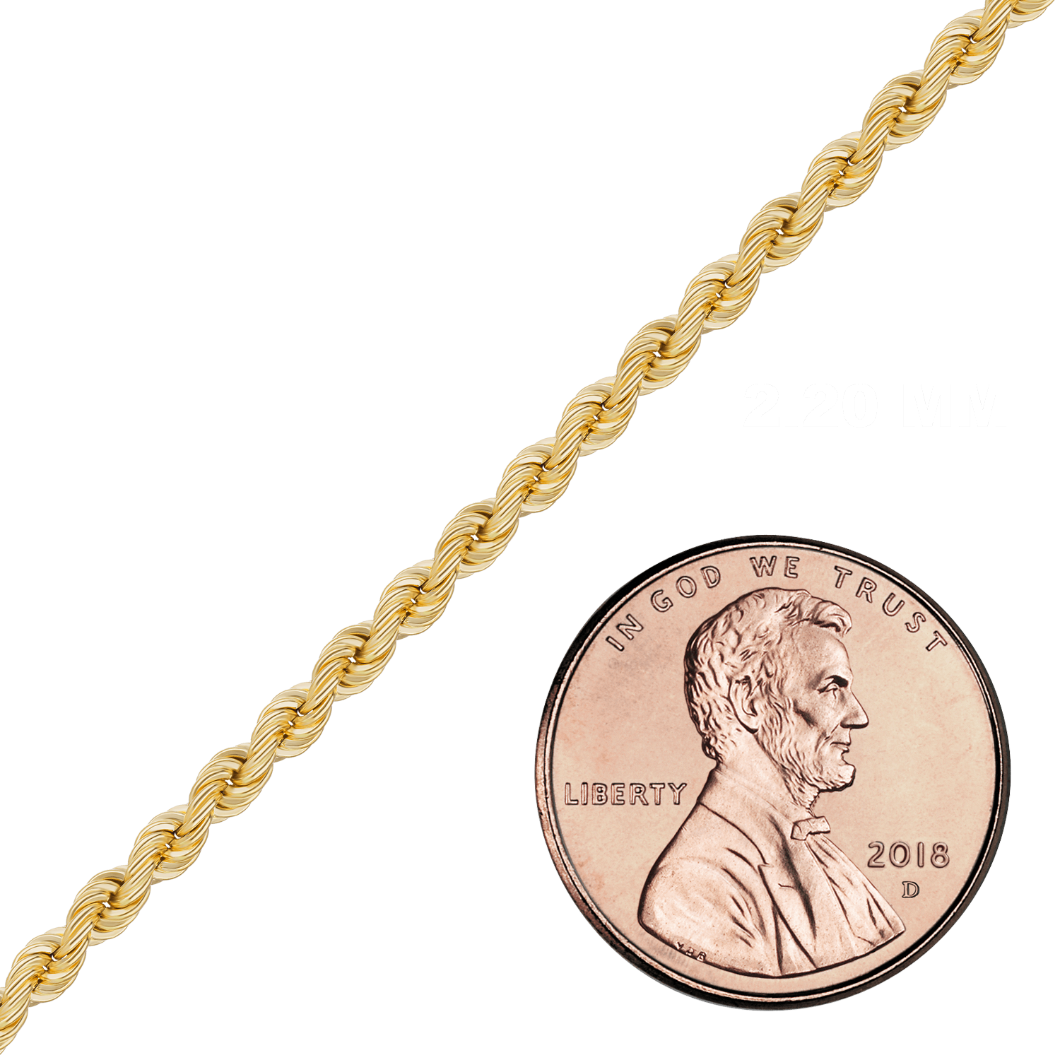 Bulk / Spooled Handmade Solid Rope Chain in 14K Yellow Gold
