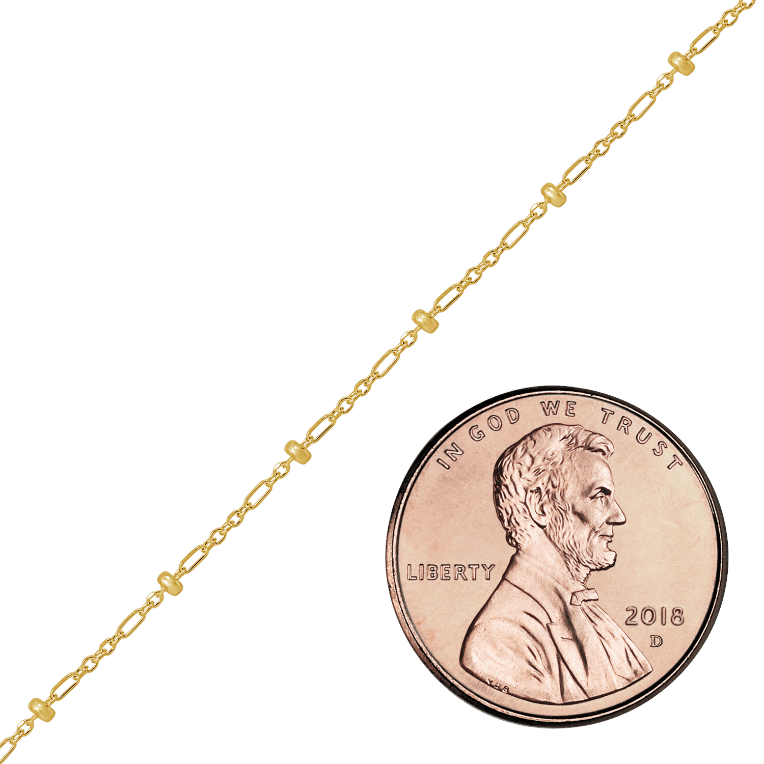 Bulk / Spooled Stud (Satellite) Alternating Cable Chain in 14K Yellow Gold (1.00 mm) - 14K Yellow Gold / 1.00 mm