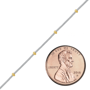 Bulk / Spooled Stud (Satellite) Curb Chain in 14K Two Tone Gold (1.00 mm) - 14K Two Tone Gold / 1.00 mm