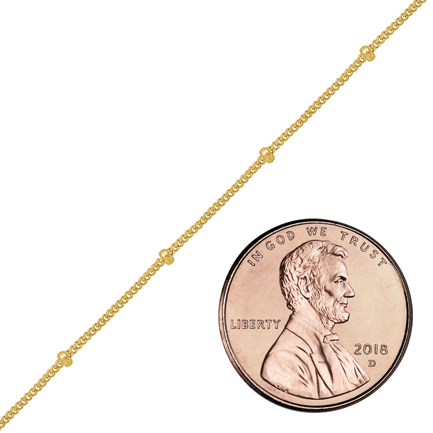 Bulk / Spooled Stud (Satellite) Curb Chain in 14K Yellow Gold (1.00 mm) - 14K Yellow Gold / 1.00 mm
