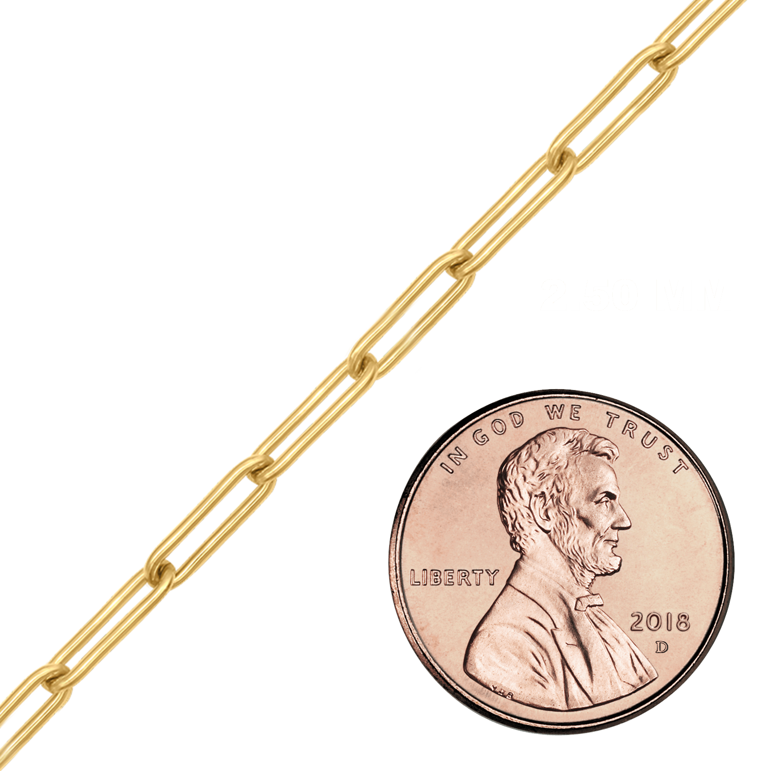 Bulk / Spooled Round Paperclip Cable Chain in 14K Yellow Gold