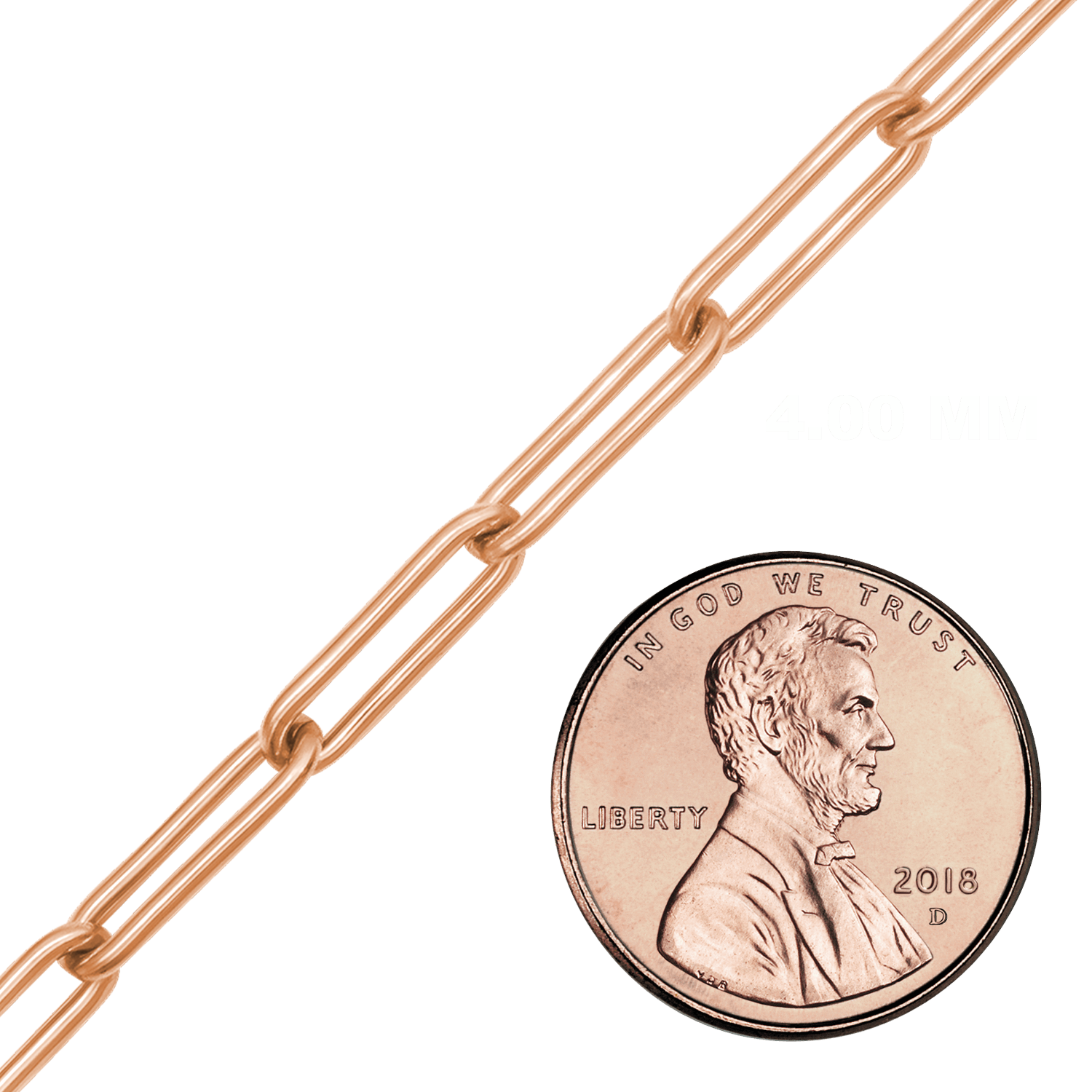 Bulk / Spooled Paperclip Cable Chain in 14K Pink Gold-Filled (4.00 mm) - Pink Gold-Filled / 4.00 mm