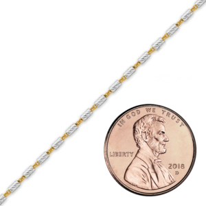 Bulk / Spooled 18K Yellow Gold Finish Bar Cable Chain in Sterling Silver (1.30 mm) - Sterling Silver 18K Yellow Gold Finish / Bar: 1.30 mm (Cable: 1.10 mm)
