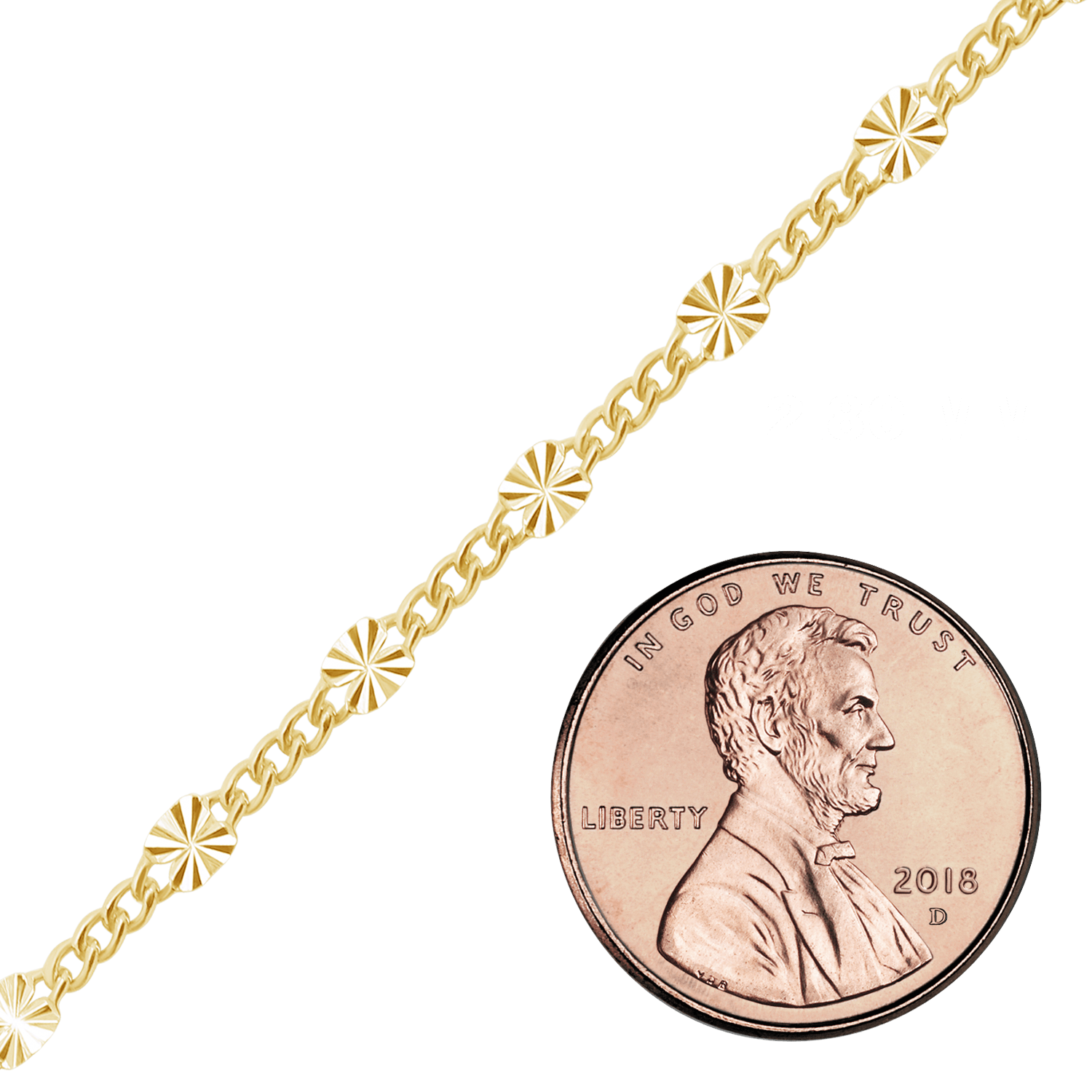 Bulk / Spooled Valentino (Alternating 3X Curb) Chain in 14K Gold-Filled (2.80 mm) - Gold-Filled / 2.80 mm