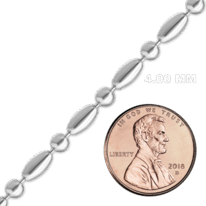Bulk / Spooled Alternating Oval / Round Bead Chain in Sterling Silver (4.00 mm) - Sterling Silver / 4.00 mm