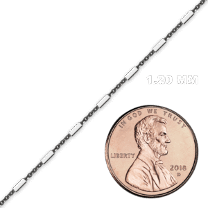 Bulk / Spooled Black Ruthenium Bar Cable Chain in Sterling Silver (1.20 mm) - Sterling Silver Black Ruthenium Finish / Bar: 1.20 mm (Cable: 1.00 mm)