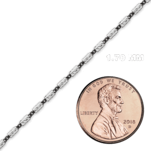 Bulk / Spooled Black Ruthenium Bar Cable Chain in Sterling Silver (1.70 mm) - Sterling Silver Black Ruthenium Finish / Bar: 1.70 mm (Cable: 1.40 mm)