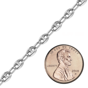 Bulk / Spooled Classic Puffed Mariner Link Semi-Solid Chain in Sterling Silver