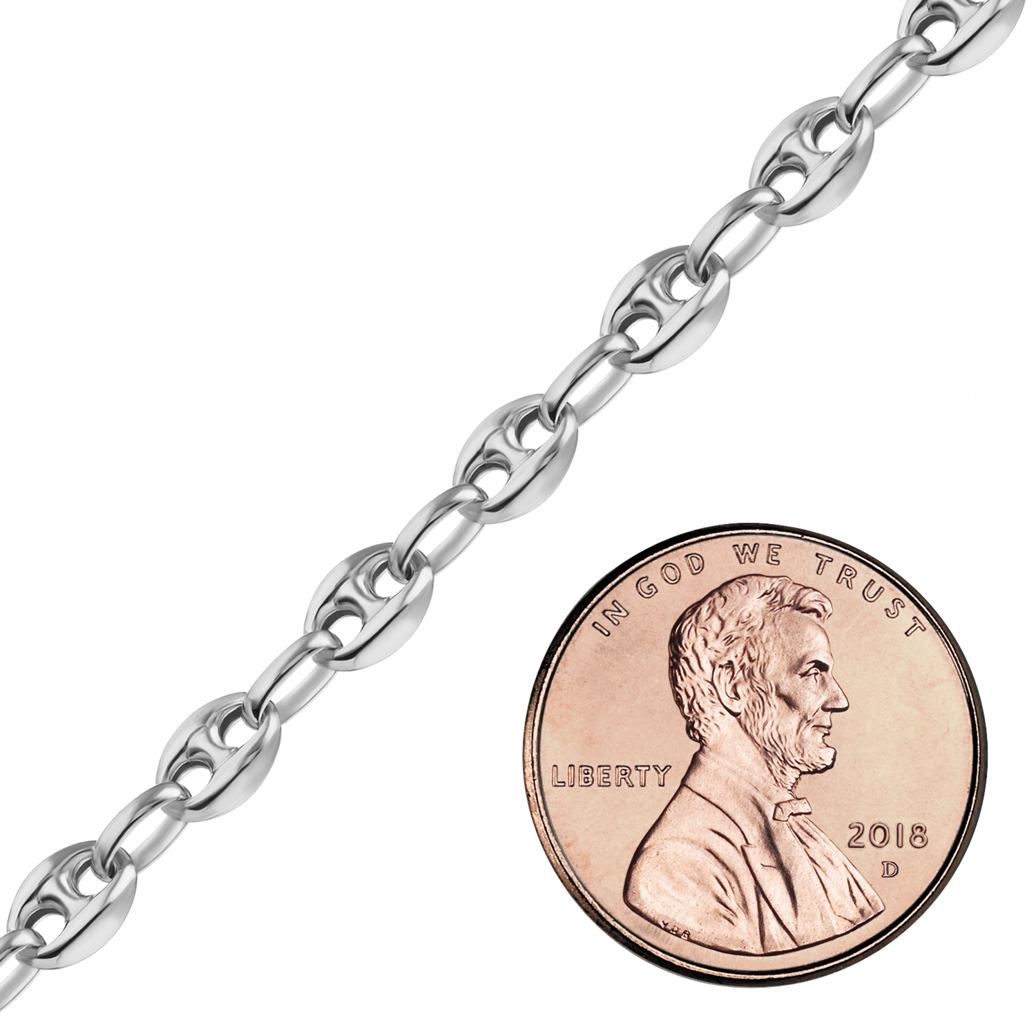 Bulk / Spooled Classic Puffed Mariner Link Semi-Solid Chain in Sterling Silver
