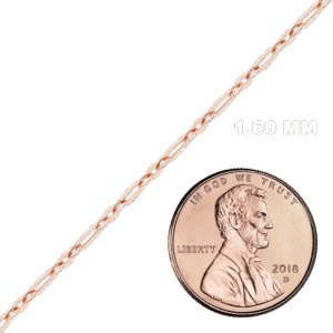 Bulk / Spooled Diamond Cut Cable Figaro Chain in 14K Pink Gold (1.60 mm) - 14K Pink Gold / 1.60 mm