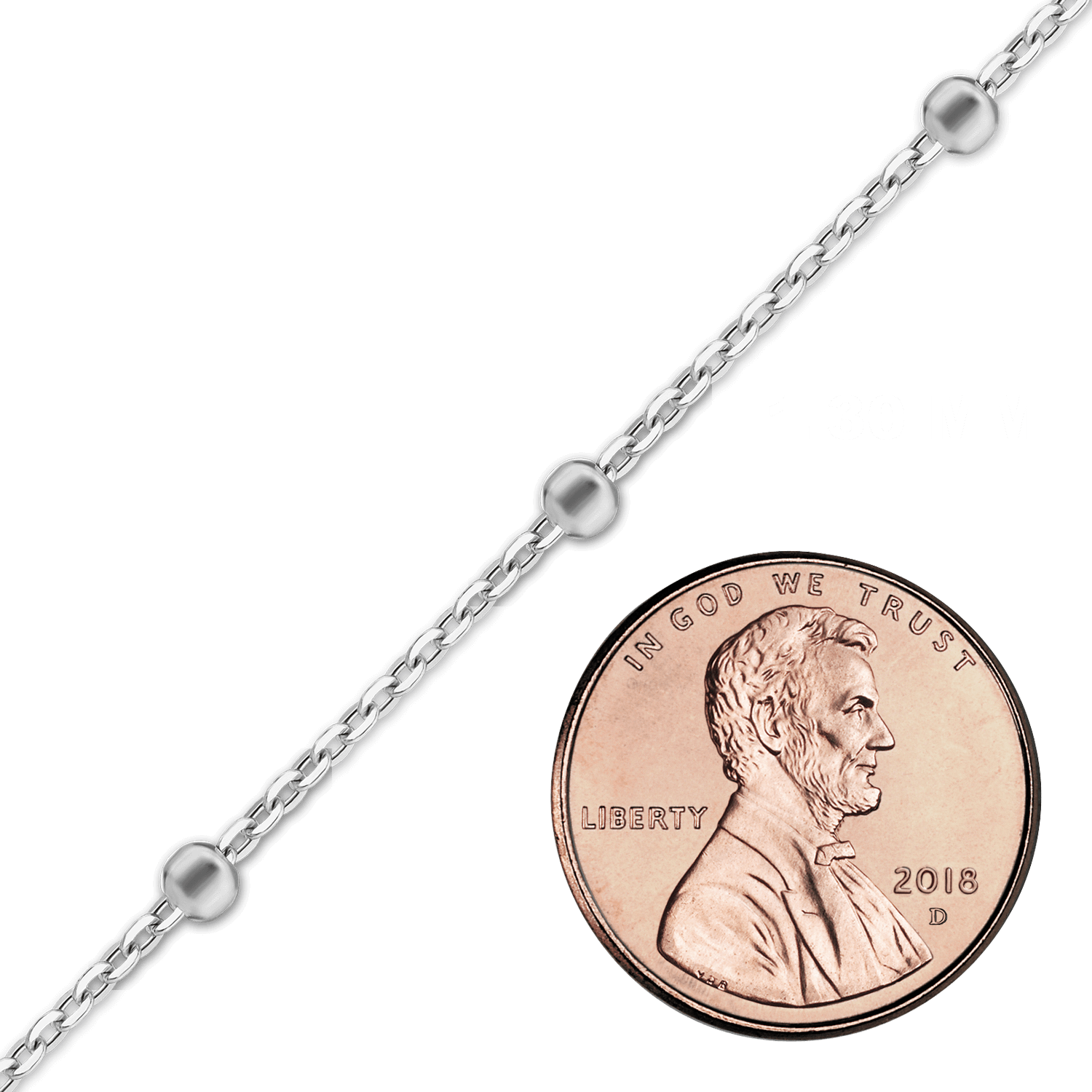Bulk / Spooled Rolo Stud (Satellite) Chain in Sterling Silver (1.30 mm) - Sterling Silver / 1.30 mm