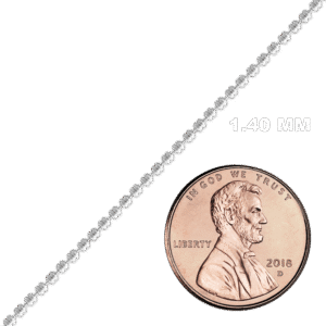 Bulk / Spooled Textured Fancy Bead Chain in Sterling Silver (1.40 mm) - Sterling Silver / 1.40 mm