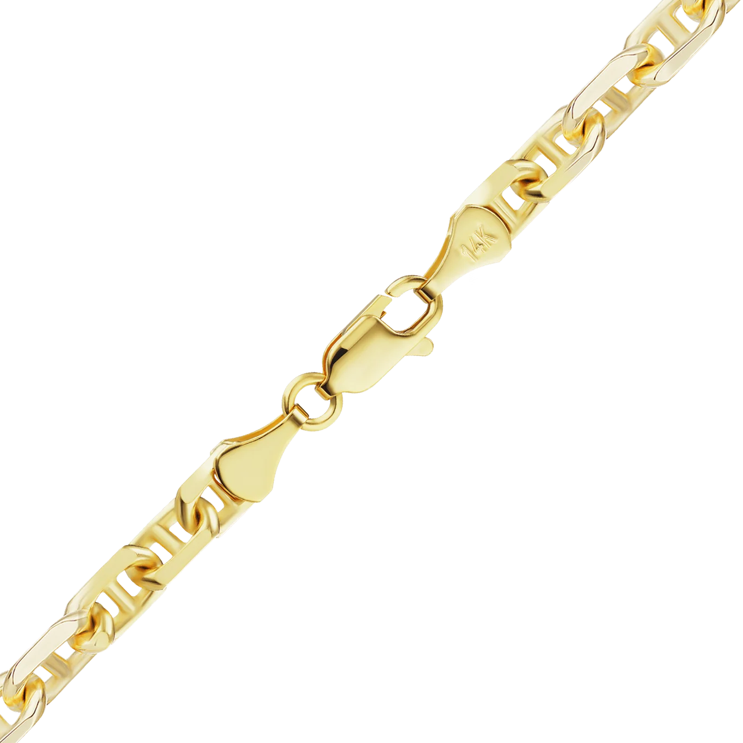 Finished Anchor Mariner Cable Necklace in 14K Yellow Gold
