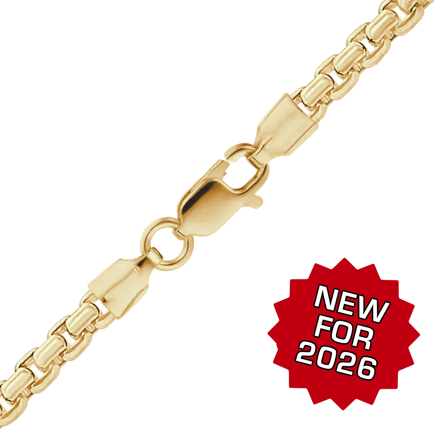 Finished Round Box Necklace in 14K Yellow Gold