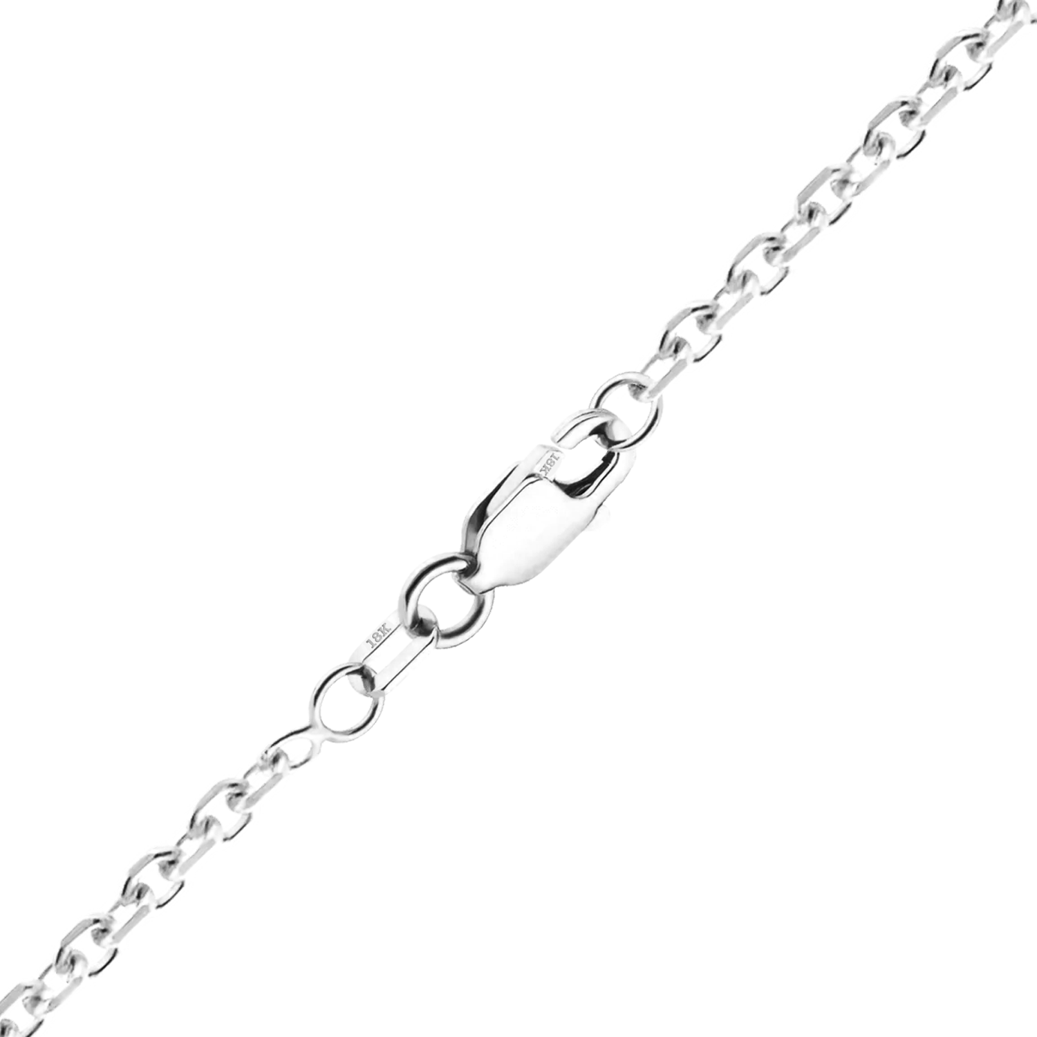 Finished Diamond Cut Round Cable Necklace in 14K White Gold