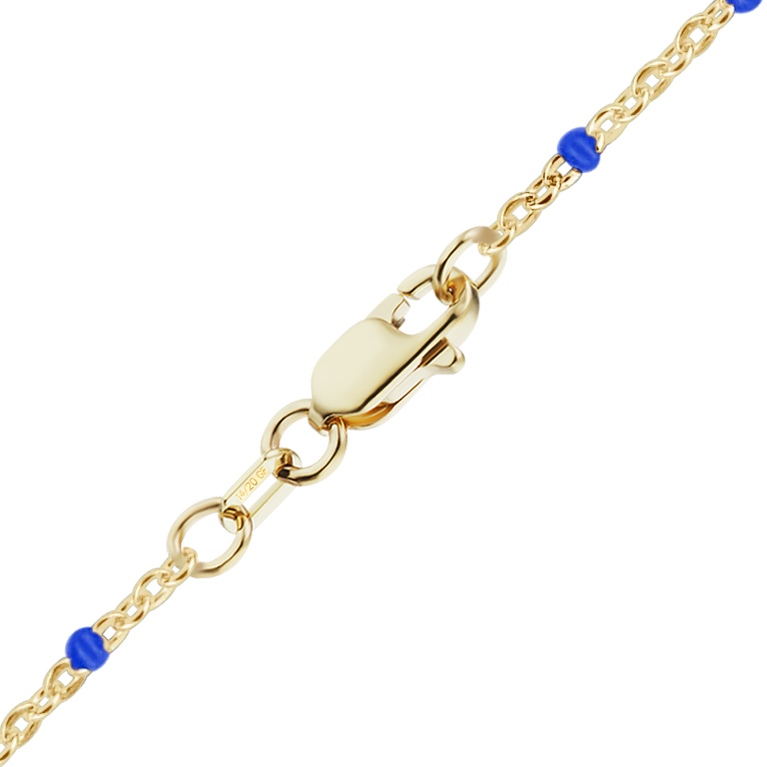 Finished Cable Necklace with Blue Enamel Beads in 14K Gold-Filled