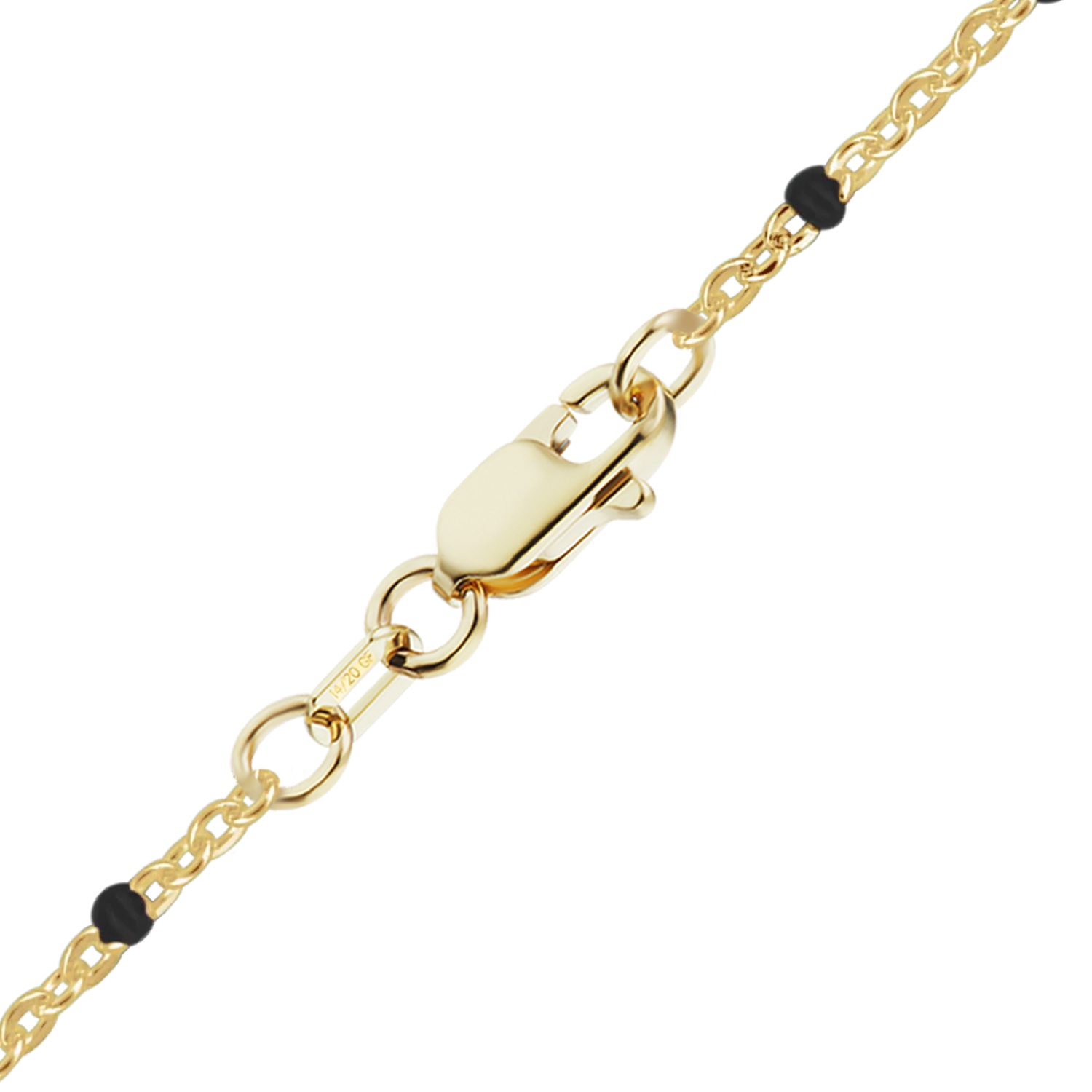 Finished Cable Necklace with Black Enamel Beads in 14K Gold-Filled