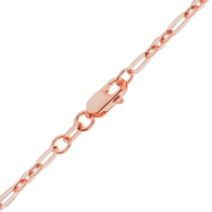 Finished Diamond Cut Cable Figaro Necklace in 14K Pink Gold