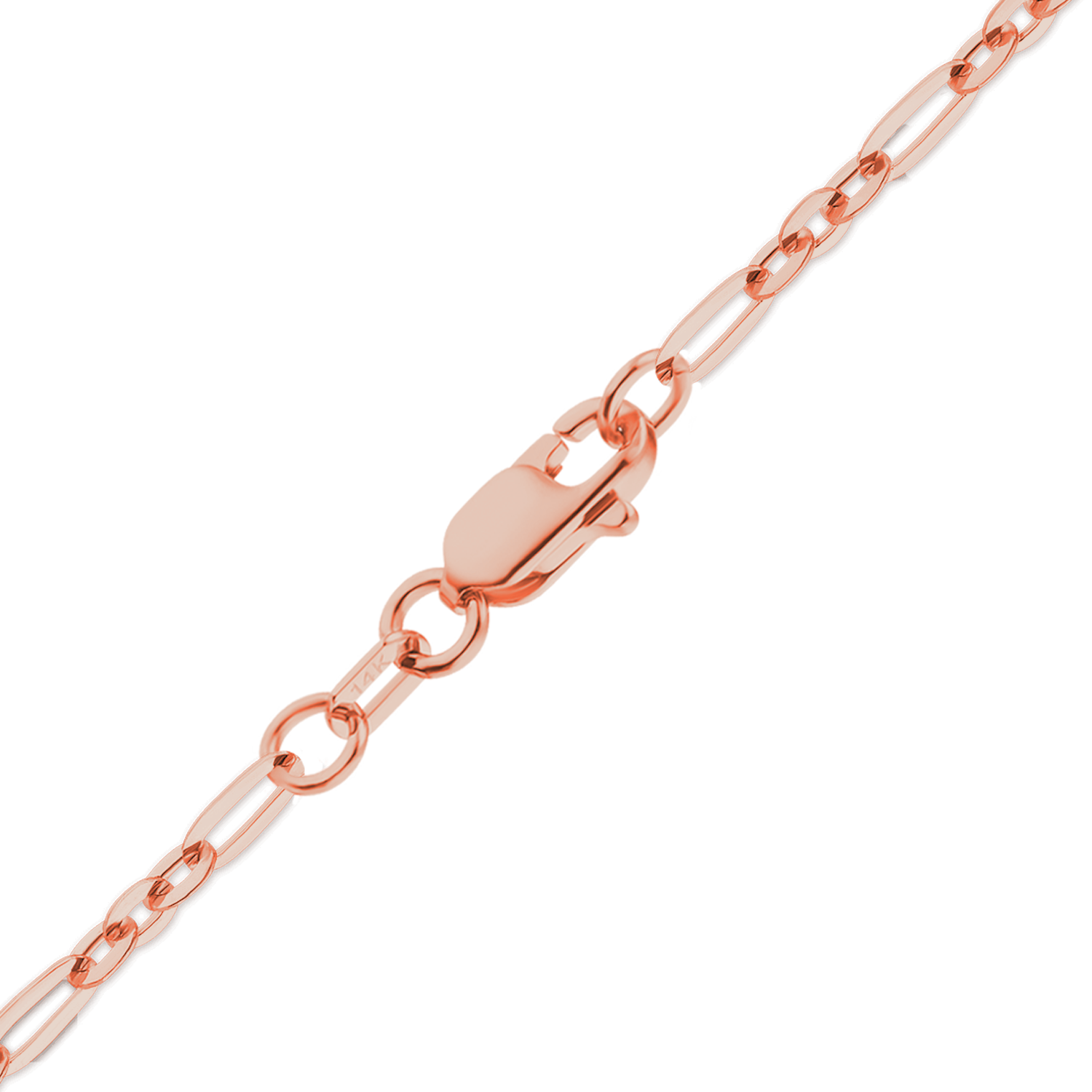 Finished Diamond Cut Cable Figaro Necklace in 14K Yellow Gold
