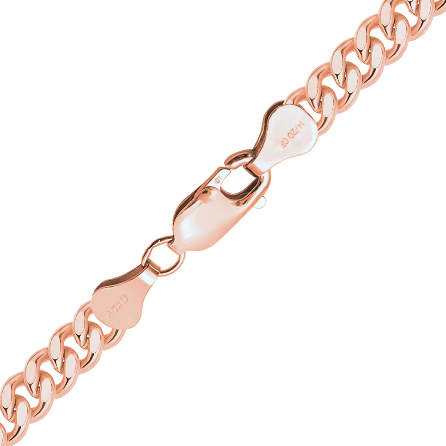 Finished Heavy Flat Curb Necklace in 14K Pink Gold-Filled