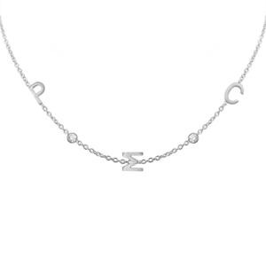 Clarenwood Initial and Gemstone Necklace (Horizontal) in 14K Yellow Gold (Medium Round Cable)