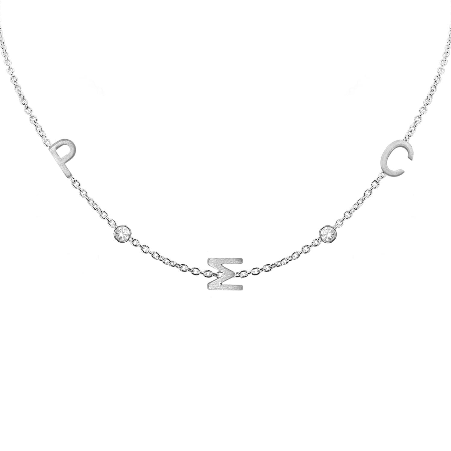 Clarenwood Initial and Gemstone Necklace in 14K White Gold (Medium Round Cable)
