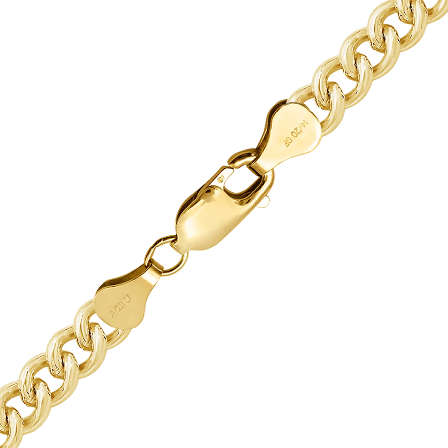 Finished Round Tall Curb Necklace in 14K Gold-Filled
