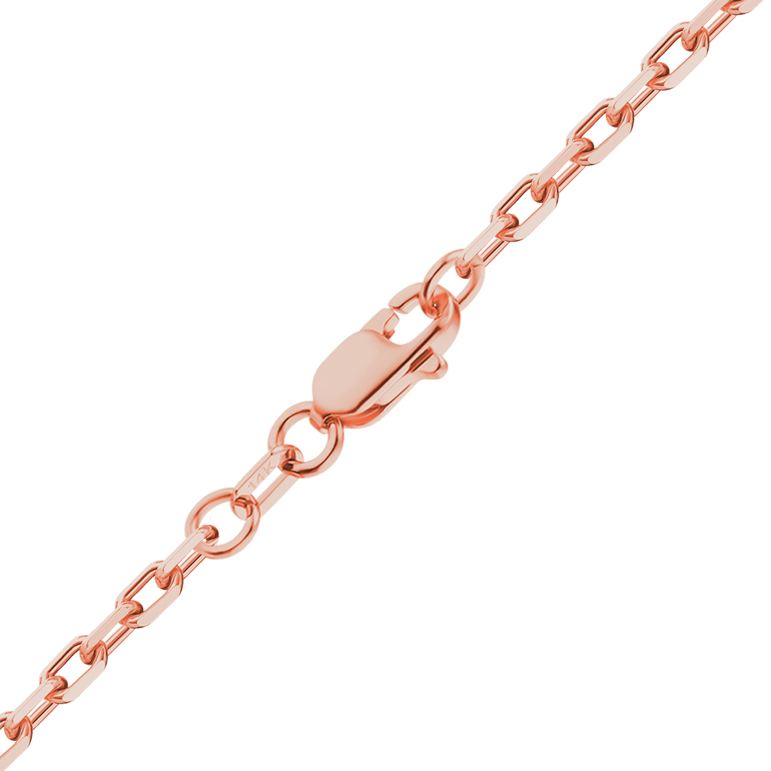Finished Elongated Diamond Cut Cable Necklace in 14K White Gold