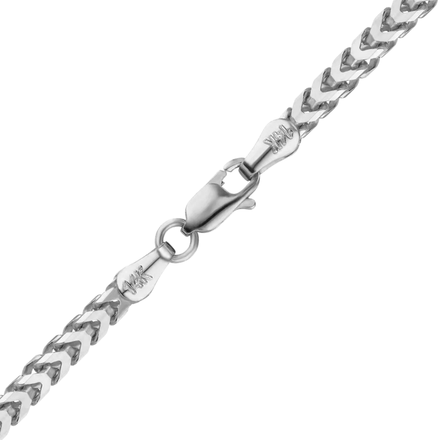 Finished Franco Foxtail Necklace in 14K White Gold