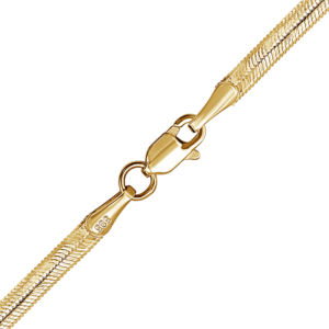 Finished Flexible Herringbone Necklace in Sterling Silver 18K Yellow Gold Finish