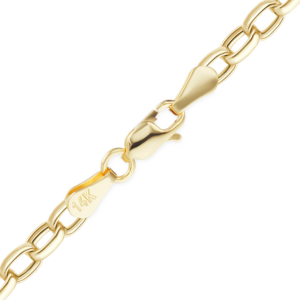 Finished Semi-Solid Oval Rolo Necklace in 14K Yellow Gold
